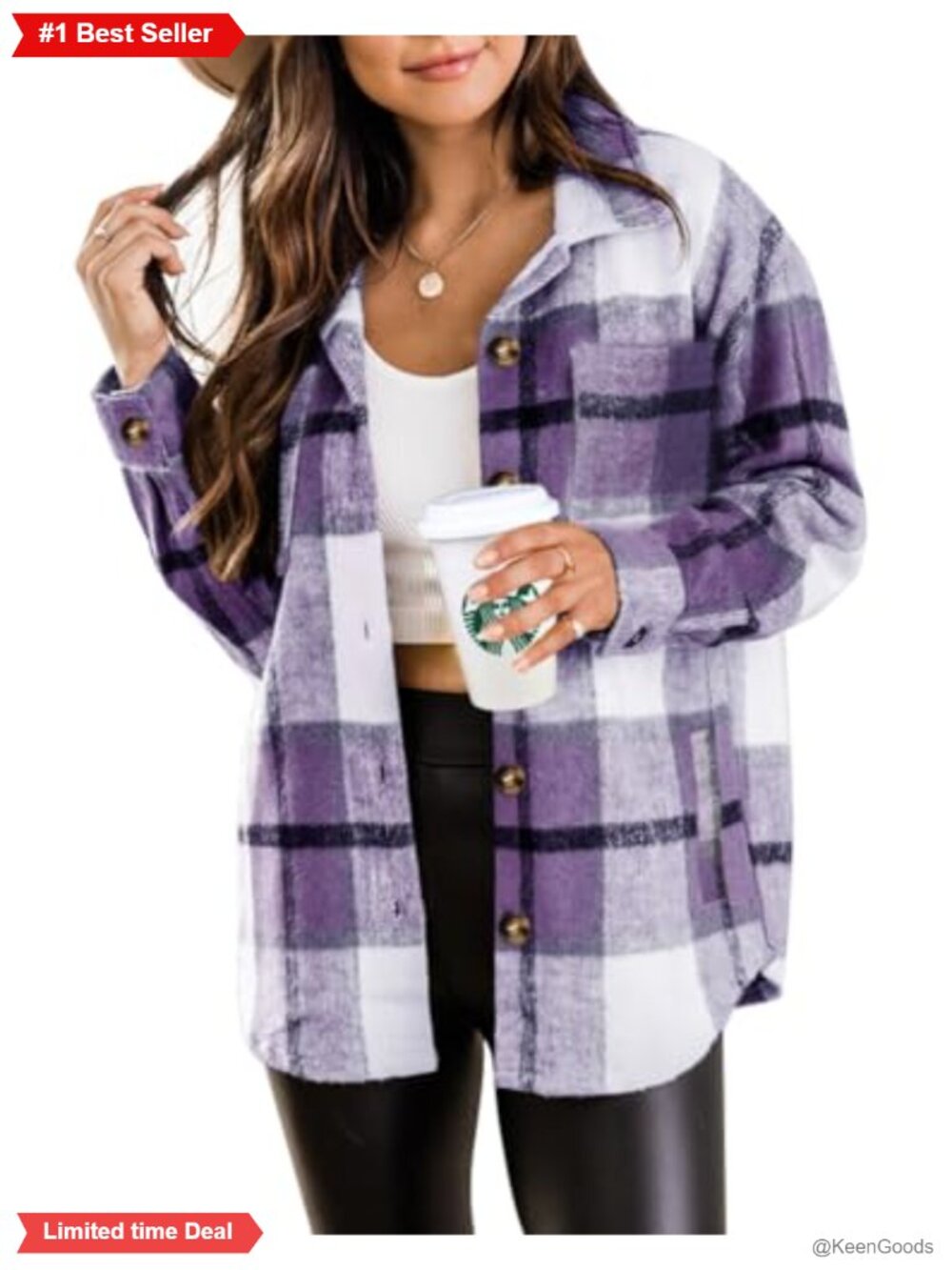 Plaid Shacket Jacket Long Sleeve Button Down Flannel Shirt